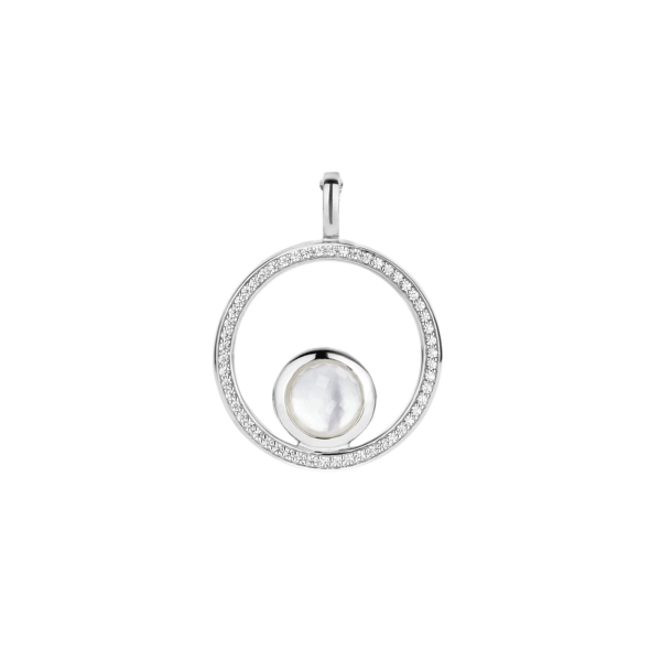 Ti Sento Milano Silver Zirconia With Opalescent Stone Circular Stone Pendant - Image 3