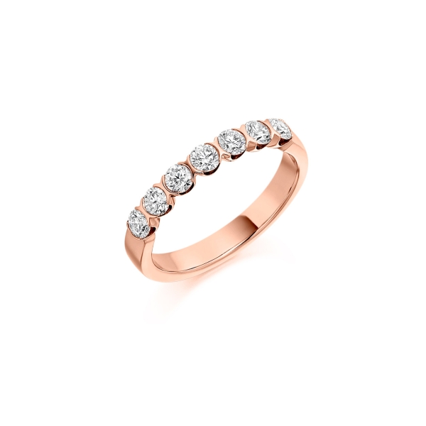 Seven stone brilliant cut diamon, semi rub-over set eternity ring 0.70ct - Image 3