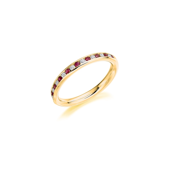 Brilliant cut Ruby and Diamond, channel set eternity ring 0.35ct - Image 2