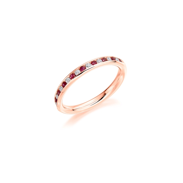 Brilliant cut Ruby and Diamond, channel set eternity ring 0.35ct - Image 3