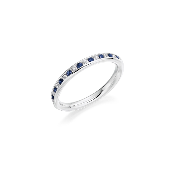 Brilliant cut Sapphire and diamond channel set eternity ring 0.52ct