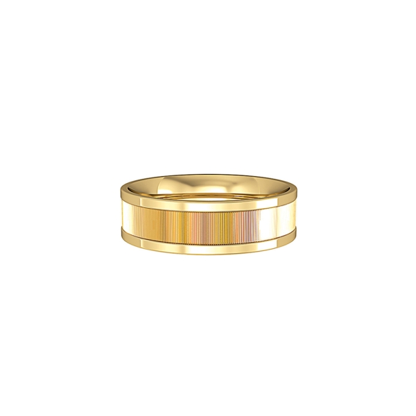 Bombe Court Wedding Band With Horrizontal Rib Cut and Polished Edges 4