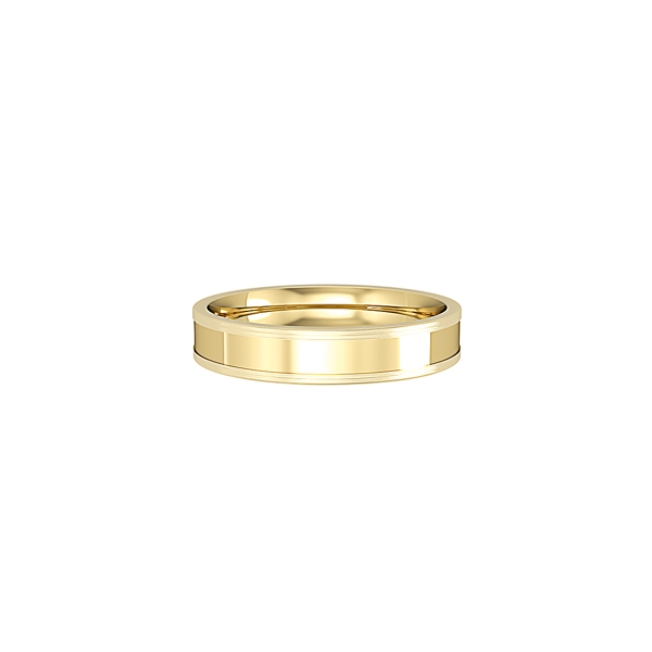 Flat Court Wedding Band With Polished Central and Satin Finish Edges 4