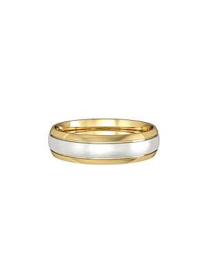 Court Shaped Wedding Band Polished Fitted With a Narrow Satin Solid White Gold Insert. 4