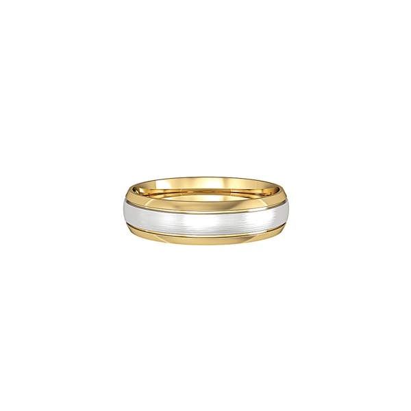 Court Shaped Wedding Band Polished Fitted With a Narrow Satin Solid White Gold Insert. 4