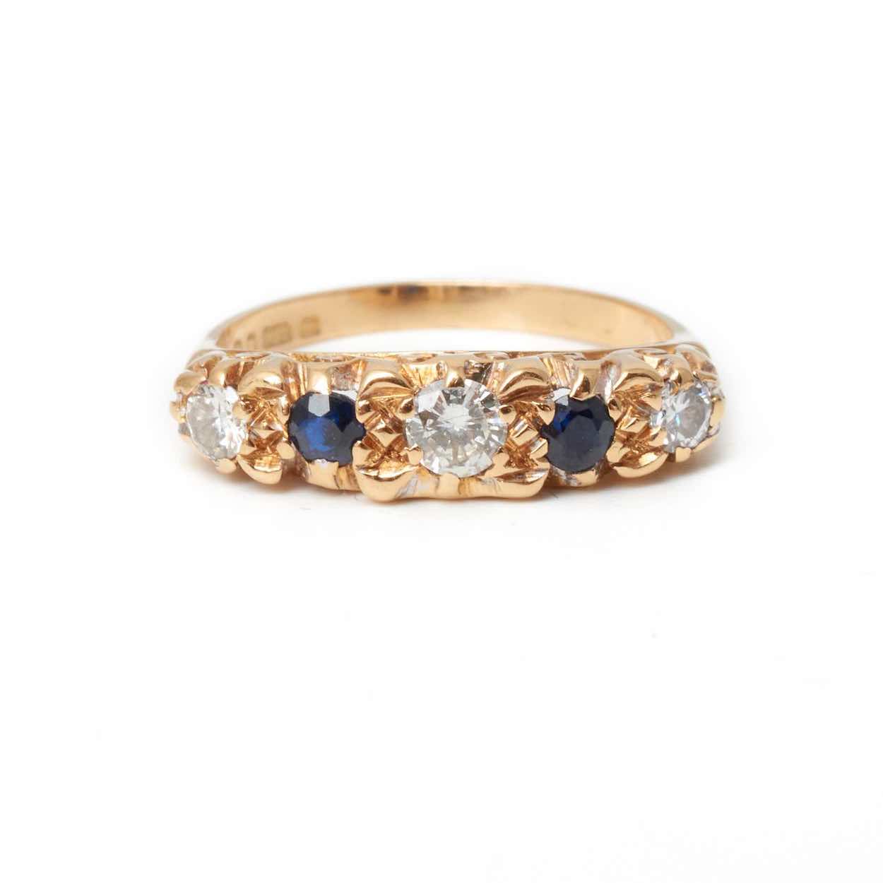 18ct Yellow gold Sapphire and diamond ring - FJ Zelley