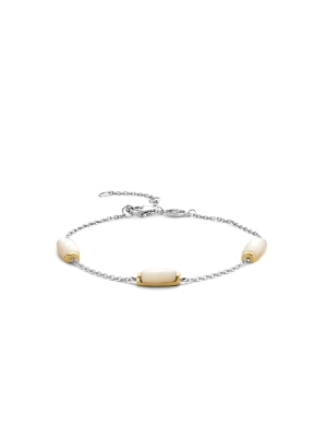 Ti Sento Milano Silver and Yellow Gold Plated Bracelet Set With Mother of Pearl
