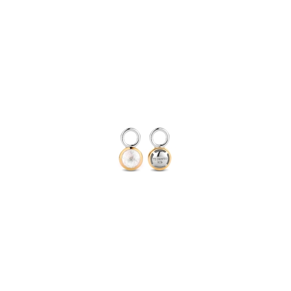 Ti Sento Milano Silver & Yellow Gold Plated Mother of Pearl Earring Droppers - Image 2