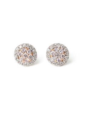 18ct White Gold Pink & White Daimond Stud Earrings