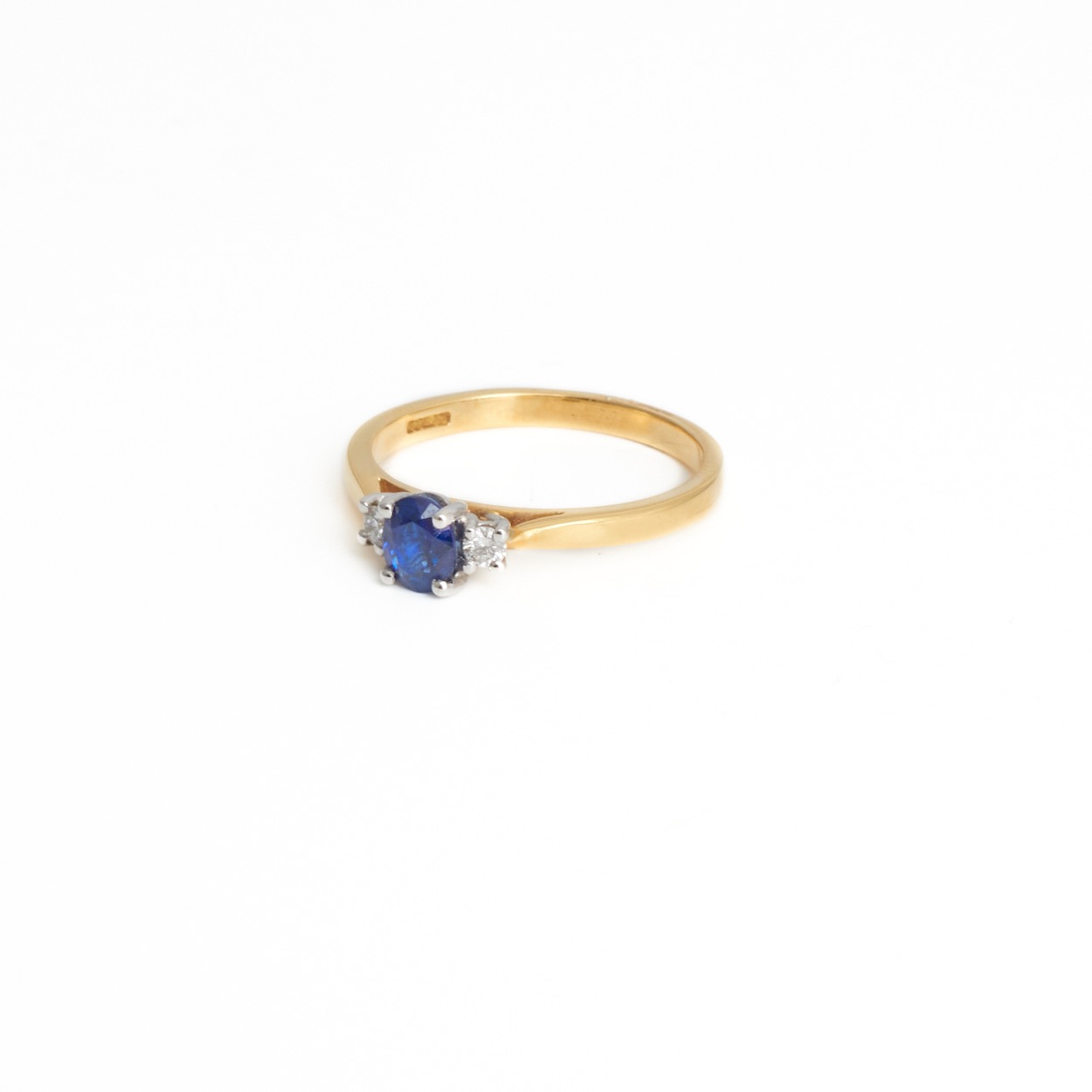 18ct Yellow gold Sapphire & Diamond 3 Stone Ring - FJ Zelley