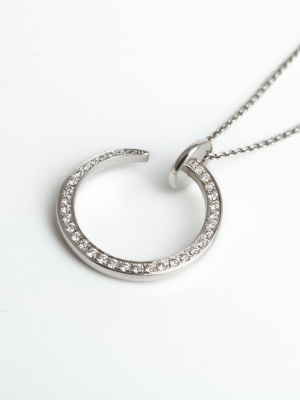 18ct White Gold Diamond Set "Nail" Pendant