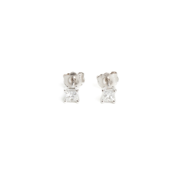 18ct White Gold Princess Cut Diamond Earrings