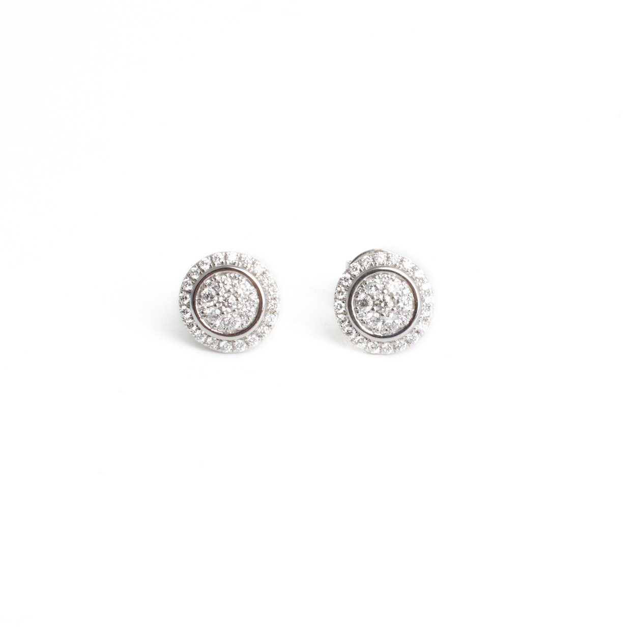 18ct White Gold Diamond Cluster Earrings - FJ Zelley