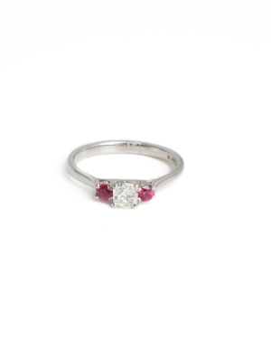 Platinum Three Stone Ruby & Diamond Ring