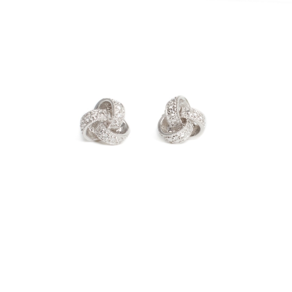 18ct White Gold Diamond Knott Earrings