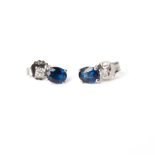 18ct White Gold Sapphire & Diamond Earrings