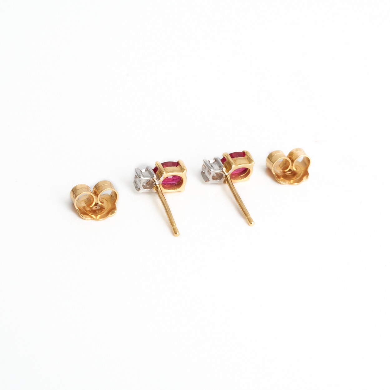 18ct Yellow Gold Ruby & Diamond Earrings - FJ Zelley