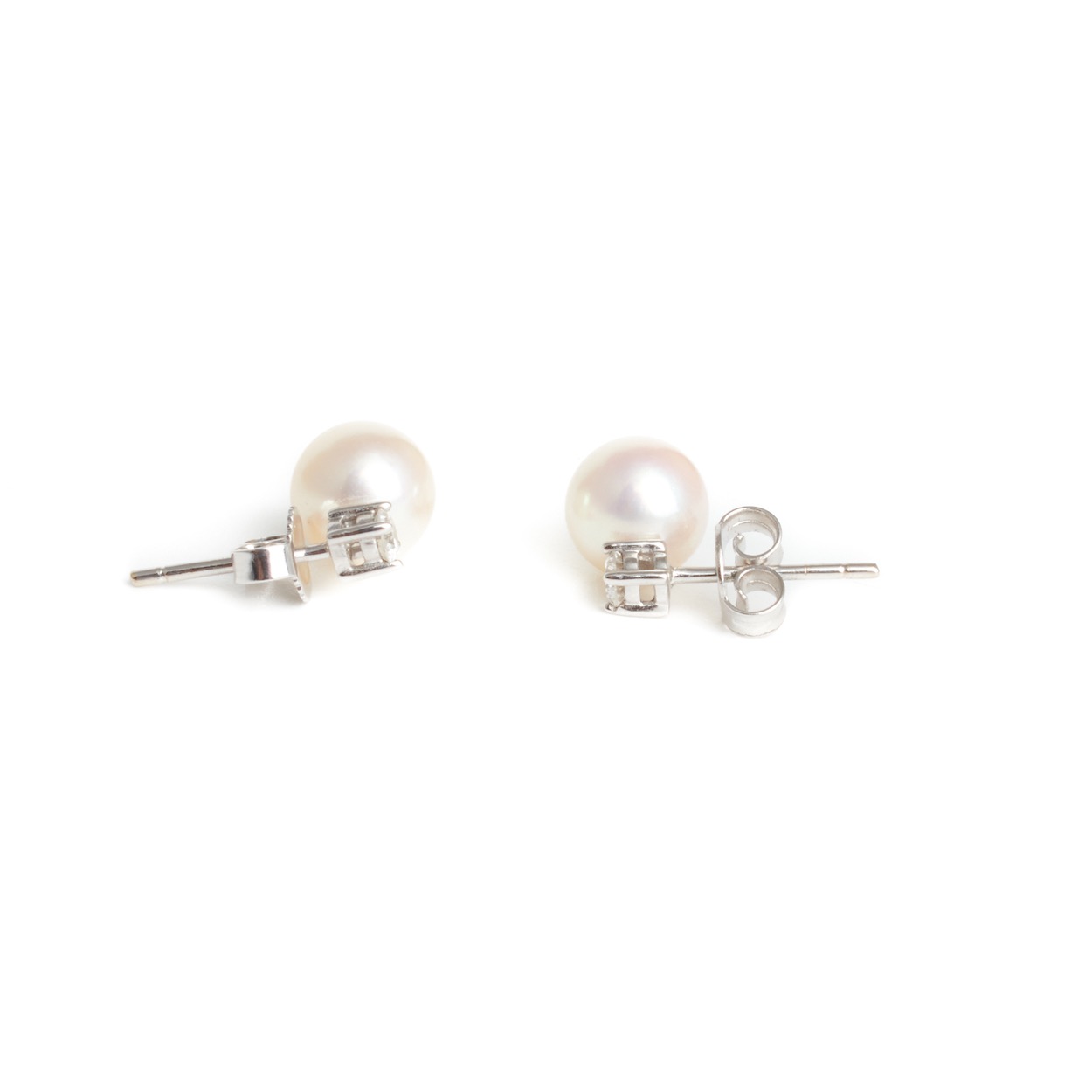 18ct White Gold Pearl & Diamond Earrings - FJ Zelley