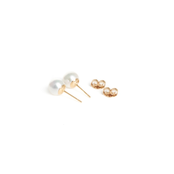 18ct Yellow Gold Pearl Earrings - Image 4