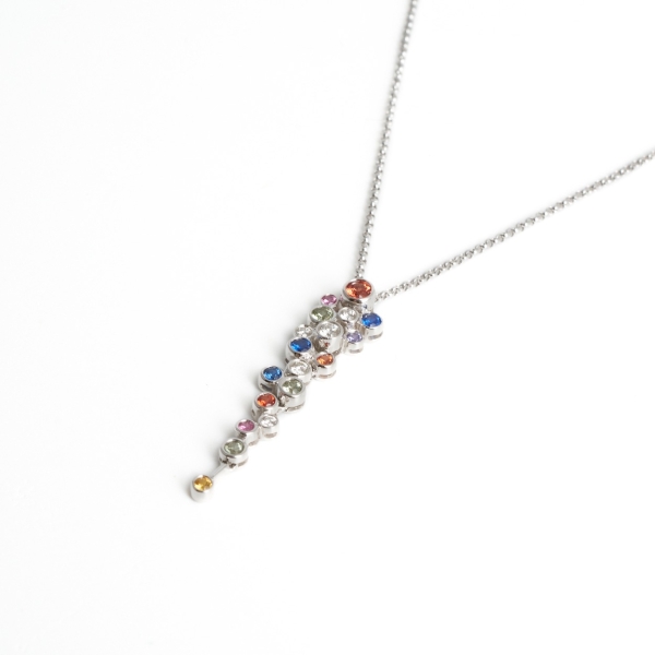 18ct White Gold Multi Sapphire Bubble Pendant