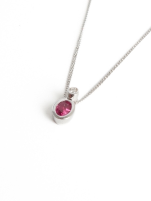 18ct White Gold Ruby & Diamond Pendant