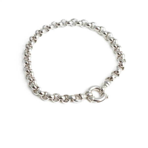 9ct White Gold Round Belcher Bracelet