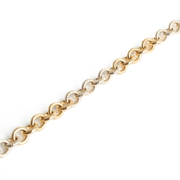 9ct Yellow White Gold Mixed Link Bracelet - Image 2