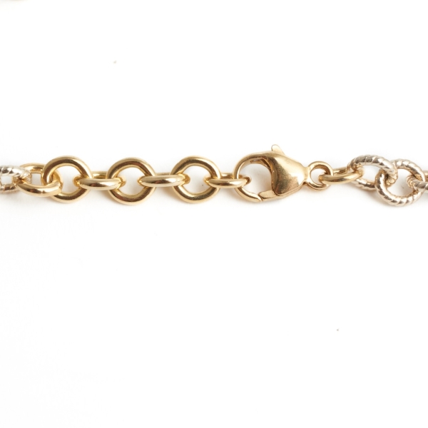 9ct Yellow White Gold Mixed Link Bracelet - Image 3