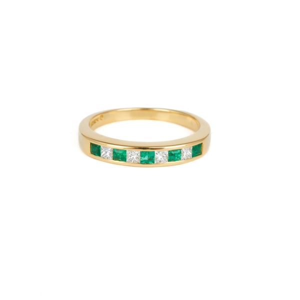 18ct Yellow Gold Emerald & Diamond Eternity Ring