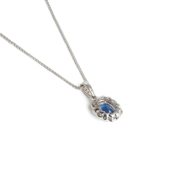 18ct White Gold Sapphire & Diamond Pendant - Image 2