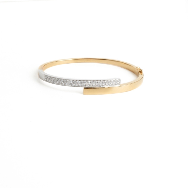 18ct Yellow & White Gold Diamond Set Bangle