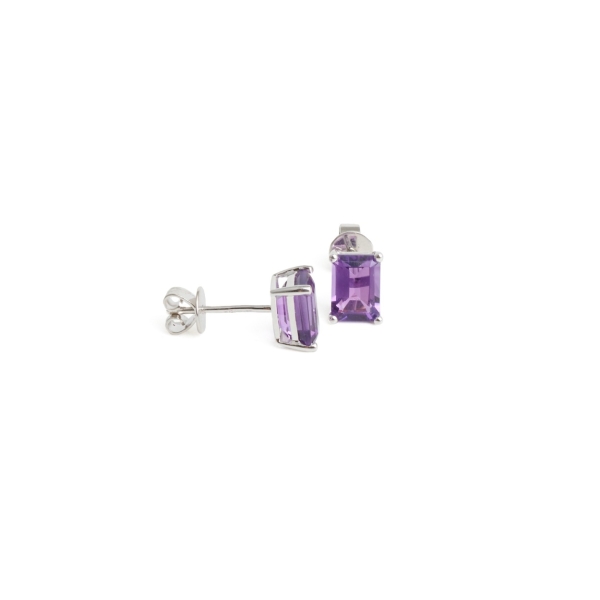 18ct White Gold Amethyst Stud Earrings - Image 2