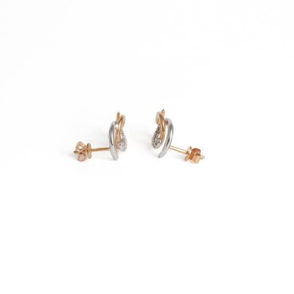 9ct Yellow & White Gold Diamond Set Earrings - Image 3