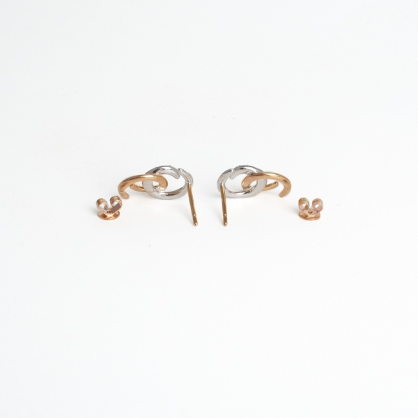 9ct Yellow & White Gold Diamond Set Earrings - Image 4