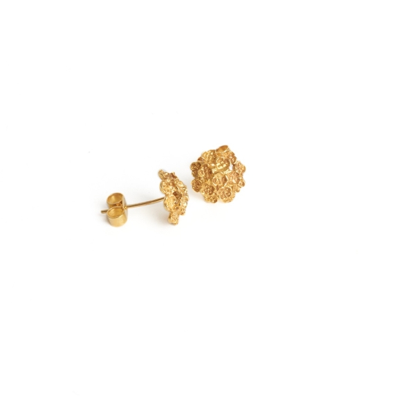 9ct Yellow Gold Flower Stud Earrings - Image 2