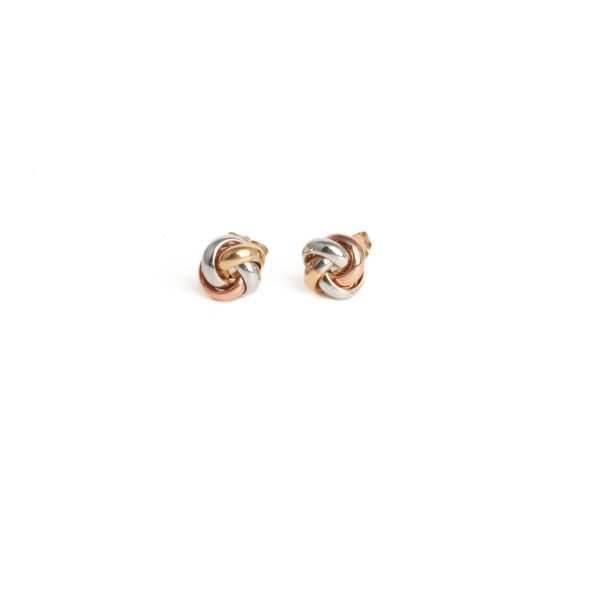 9ct Tri Colour Knot Stud Earrings