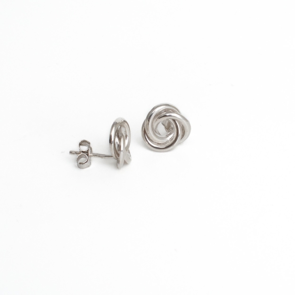 9ct White Gold Knot Earrings - Image 2