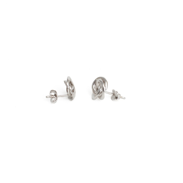 9ct White Gold Knot Earrings - Image 3