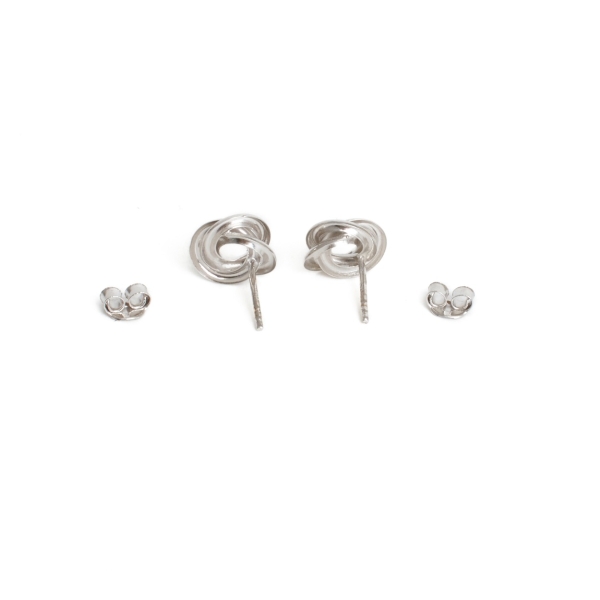 9ct White Gold Knot Earrings - Image 4