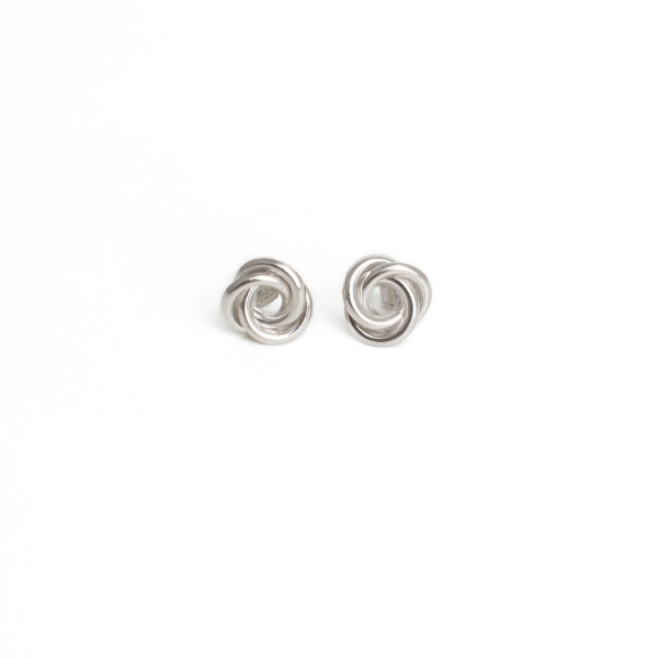 9ct White Gold Knot Earrings