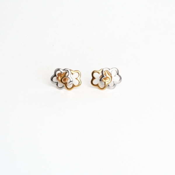18ct Yellow & White Gold Flower Earrings