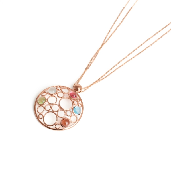 9ct Rose Gold Multi Stone Bubble Pendant