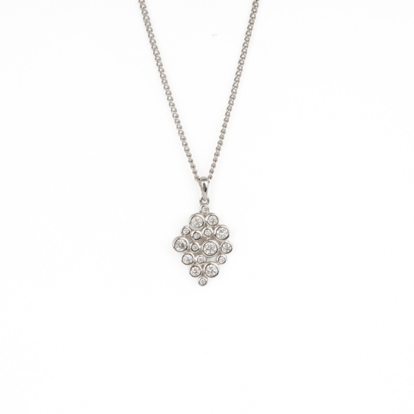 18ct White Gold Diamond Bubble Pendant