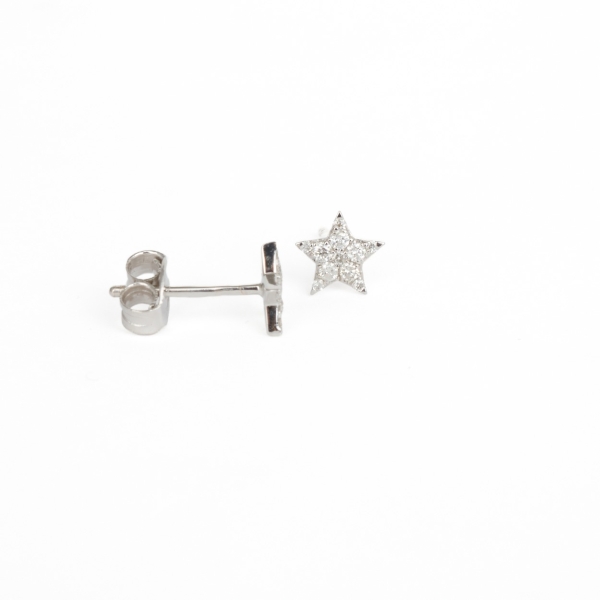 18ct White Gold Diamond Star Earrings - Image 2