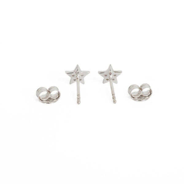 18ct White Gold Diamond Star Earrings - Image 3