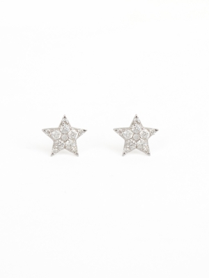 18ct White Gold Diamond Star Earrings