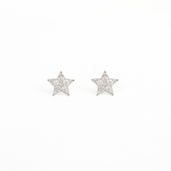 18ct White Gold Diamond Star Earrings