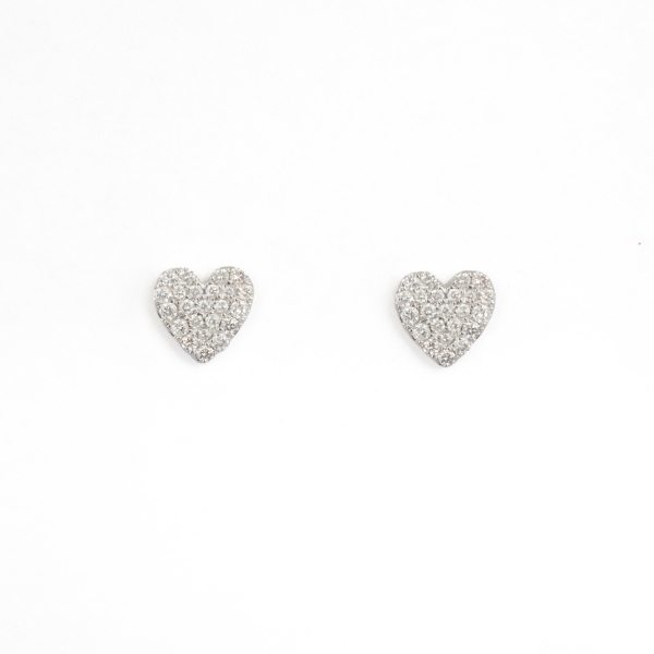 18ct White gold Diamond Heart Earrings