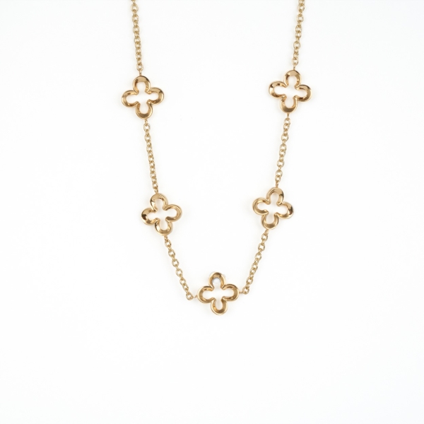 9ct Yellow Gold Flower Station Necklace