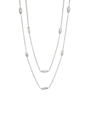 9ct White Gold Marquise Bead Station Necklace